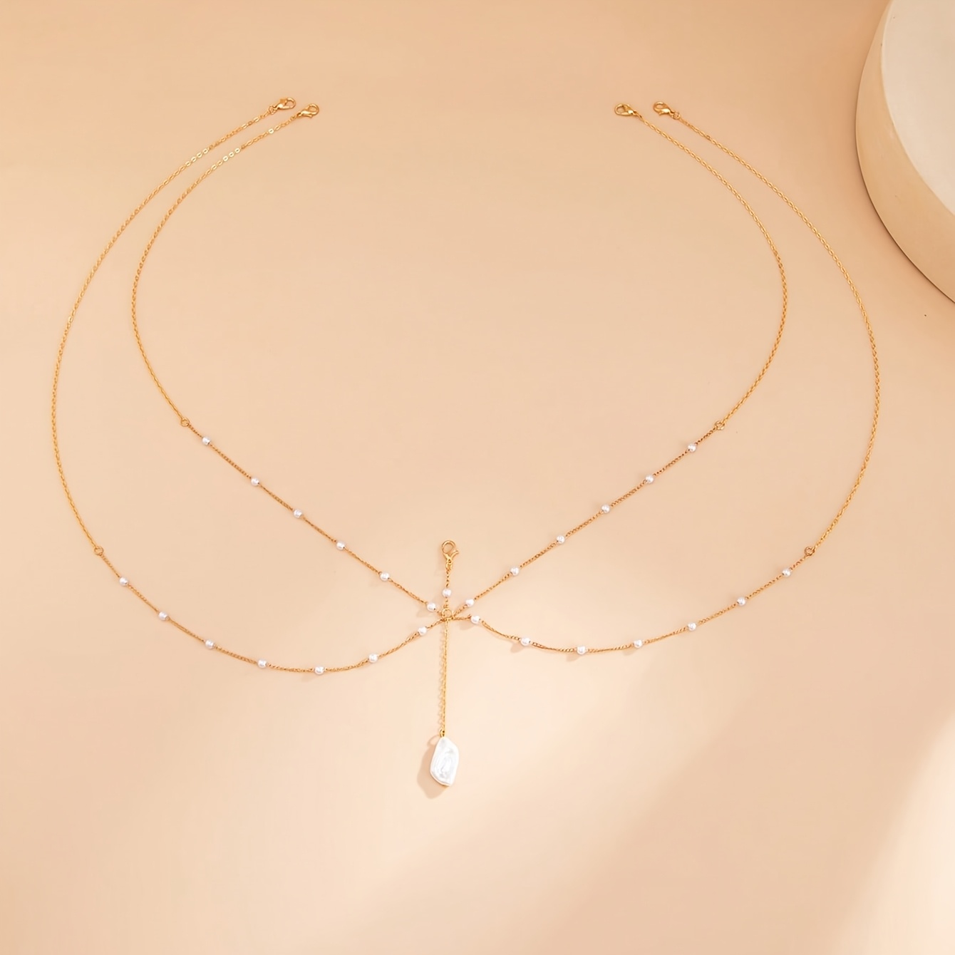 Women's Plated Baroque Body Chain Jewelry, Multi-Layered